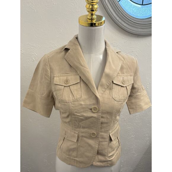 Banana Republic Women’s Beige Blazer Jacket Linen/Silk Size 0 Safari - Picture 1 of 8